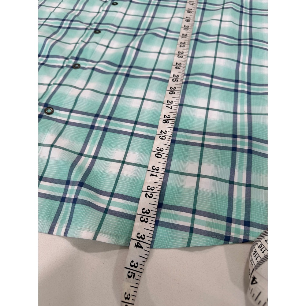 Magellan Outdoors Mens 3XL Fishing Shirt Teal Plaid Snap Front Moisture Wicking - Picture 5 of 5